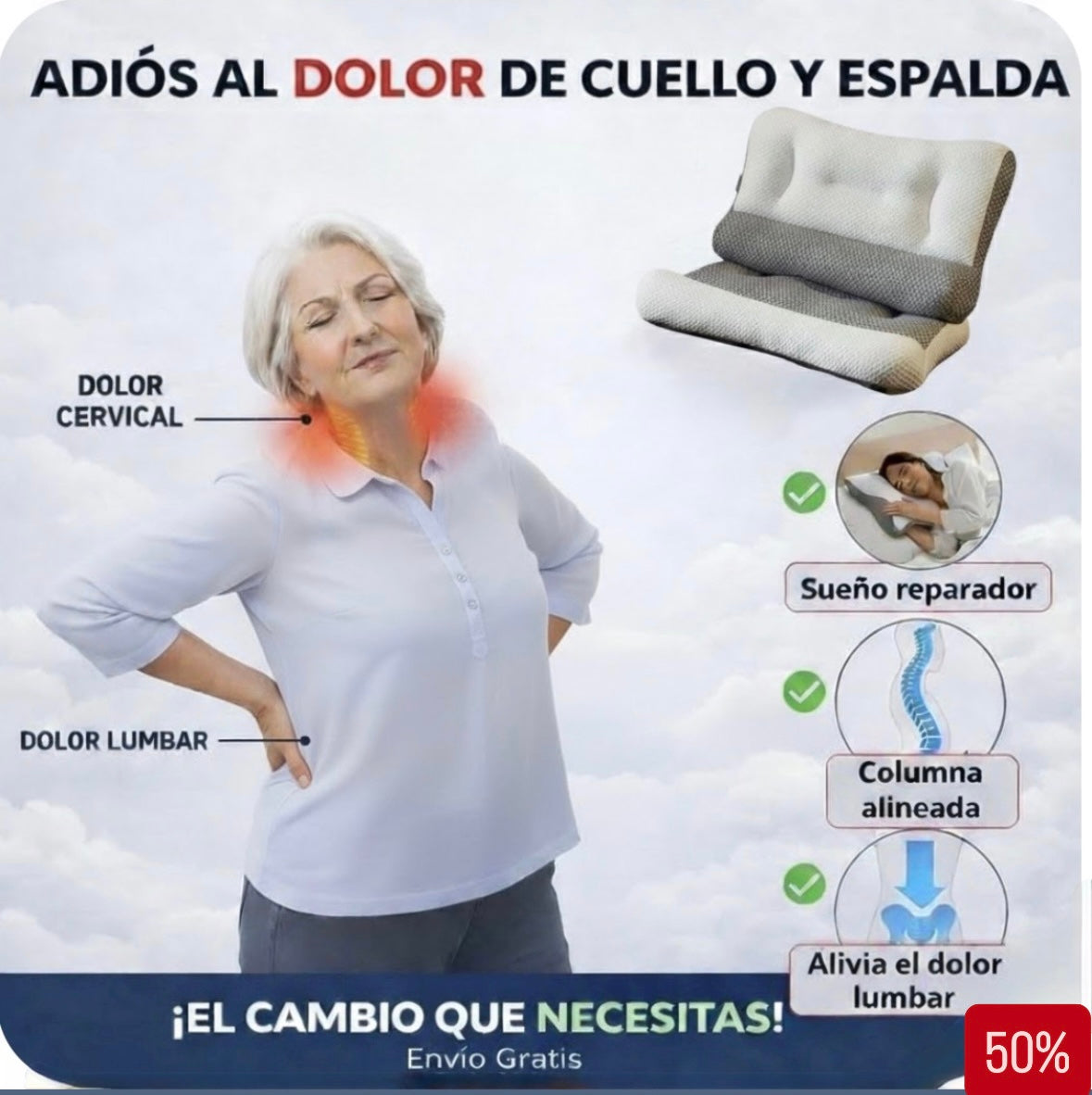 EliteComfortPro Almohada Ergonómica Antiestres ¿Te Despiertas con Dolor de Cuello y Espalda?